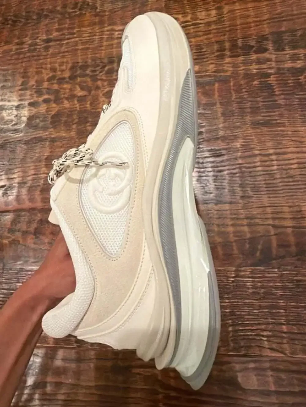 Gucci Run Suede & Mesh Cream/Grey  Sneakers US14